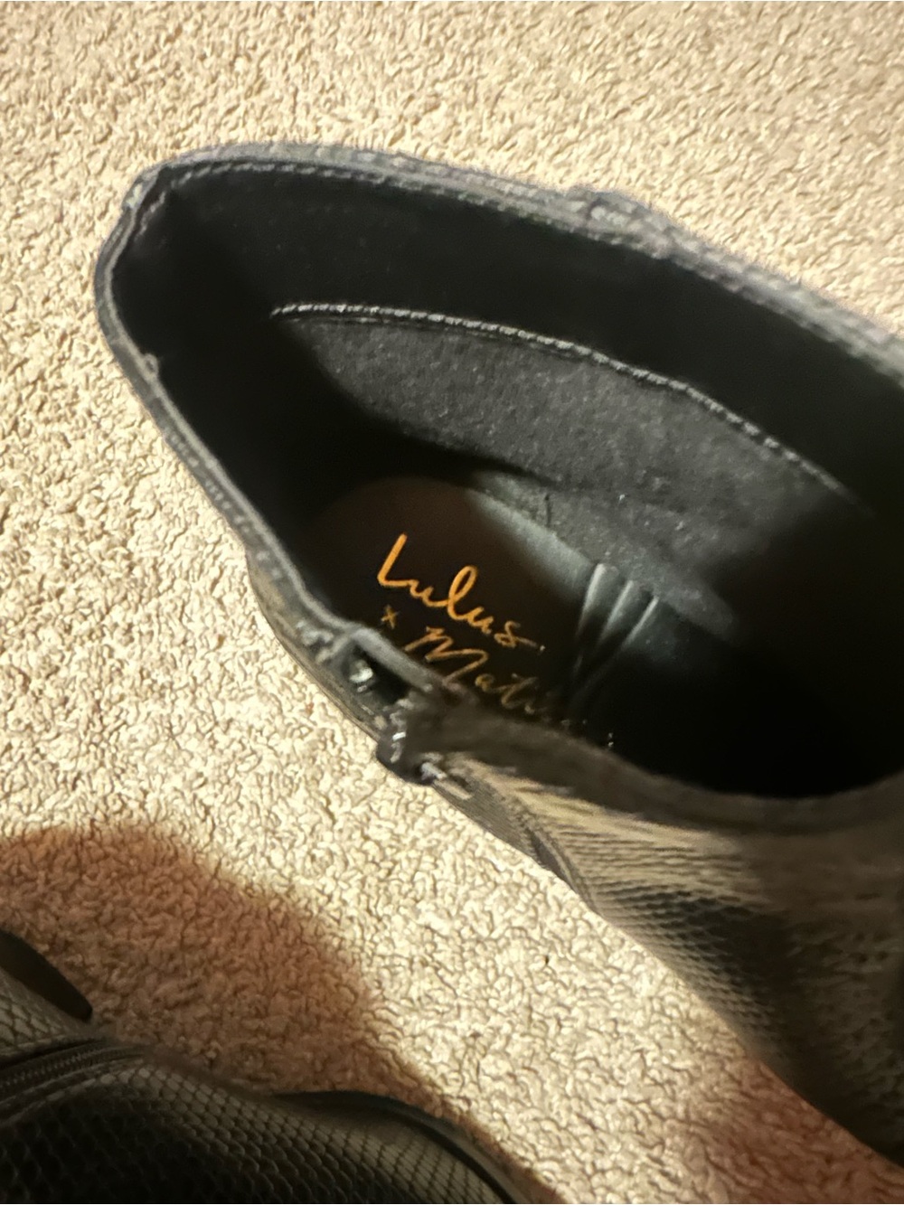 Lulus x Matisse Black Snake Embossed Pointed Toe Ankle Boots, Size 10 - Picture 10 of 10